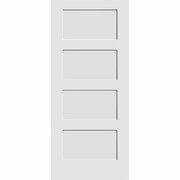 Codel Doors 24" x 80" Primed 4-Panel Equal Panel Interior Shaker Slab Door 2068pri8444
